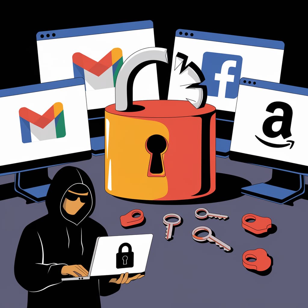 Взломы паролей пользователей Gmail, Facebook и Amazon